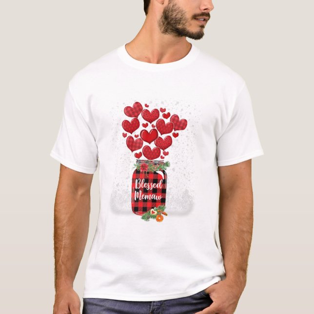 Memaw heart red plaid Happy T-Shirt (Front)