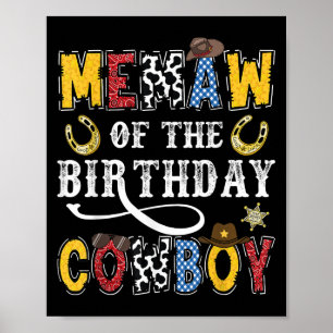 Memaw Of The Birthday Cowboy Western Rodeo Memaw  Poster