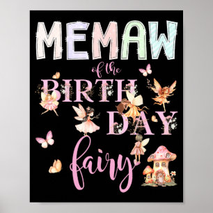 Memaw Of The Birthday Fairy Birthday Girl Magical Poster