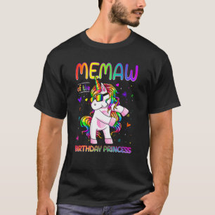 Memaw Of The Birthday Princess Girl Flossing Unico T-Shirt