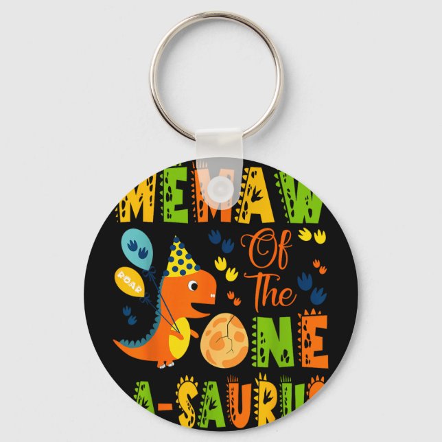 Memaw of the one-a-saurus 1st birthday dinosaur key ring (Front)
