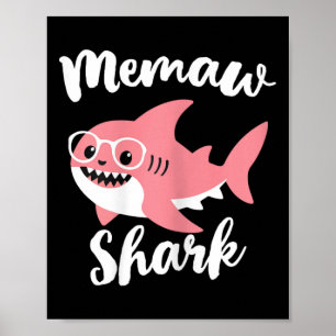 Memaw Shark Mother's Day Grandma Funny Poster
