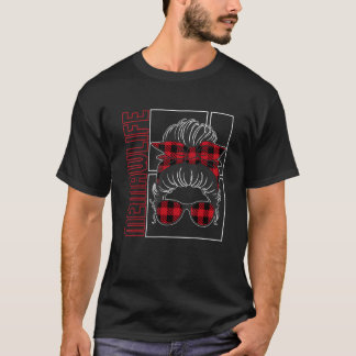 Memaw Simple Memaw Life Messy Bun Red Plaid Spoili T-Shirt