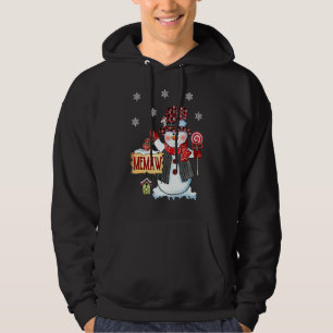 Memaw Snowman Christmas Candy Cane Red Plaid Santa Hoodie