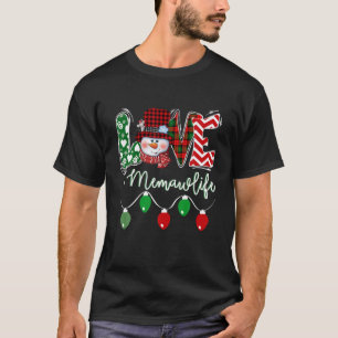 Memaw Snowman Love Memaw Life Christmas Red Plaid T-Shirt
