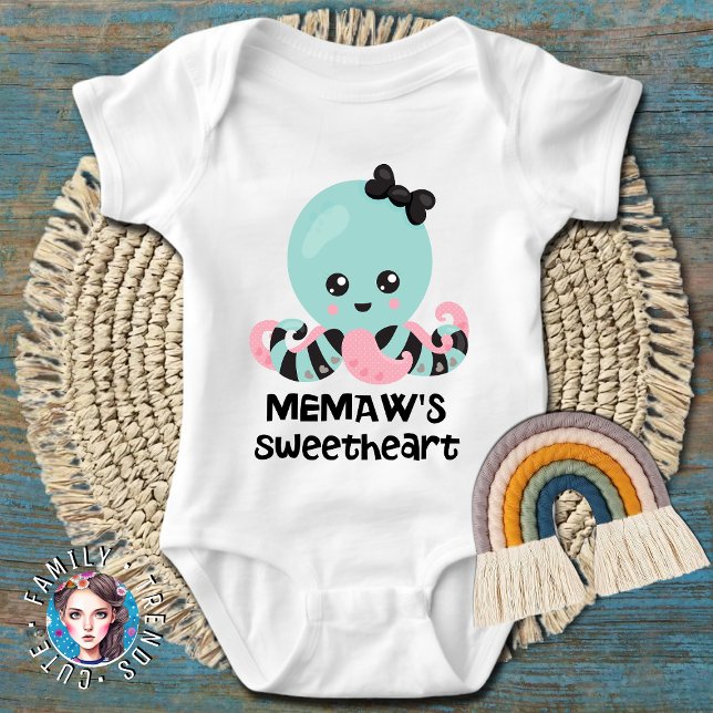 Memaw's Sweetheart Kawaii Octopus Baby Bodysuit (Creator Uploaded)