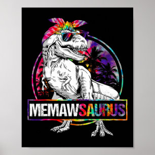 Memawsaurus Dinosaur Memaw Saurus Family Matching  Poster