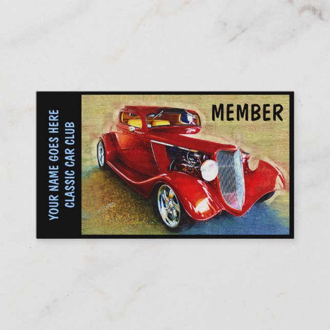 Member Card for  Classic Car Clubs (Front)
