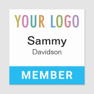 Member Name Tag with Logo Magnetic Sky Blue 2x2
