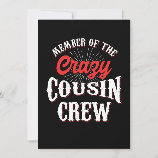 Member Of The Crazy Cousin Crew Brother Sister Gif Invitation (Front)