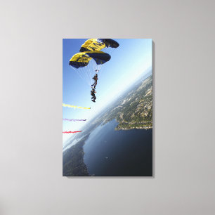 Members of the US Navy Parachute Team Canvas Print