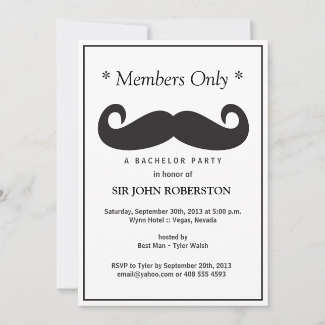 Members Only Bachelor Party Invitation (Front)