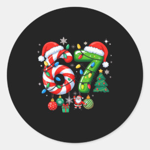 Meme 6 7 Christmas Matching Outfit Six Seven Trend Classic Round Sticker