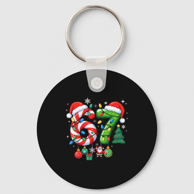 Meme 6 7 Christmas Matching Outfit Six Seven Trend Key Ring (Front)