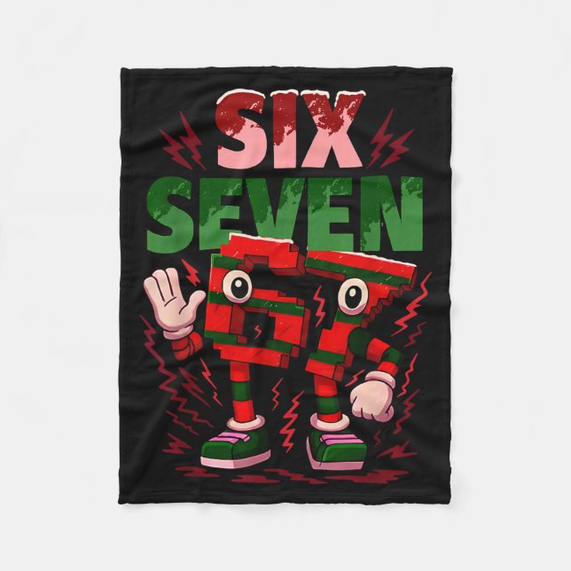 Meme 6 7 Six Seven Italian Brainrot Christmas Red  Fleece Blanket (Front)