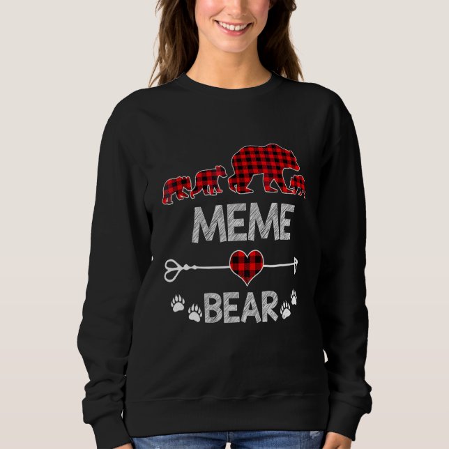 Meme Bear Red Buffalo Plaid Meme Bear Pajama Sweatshirt (Front)