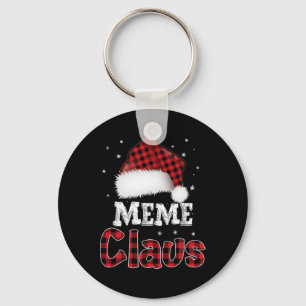 Meme Claus Christmas Red Plaid Pajama Family Match Key Ring