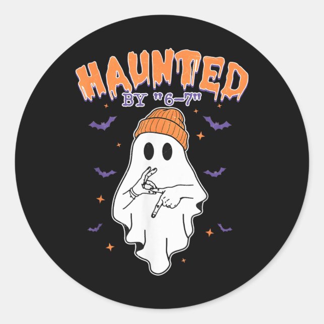 Meme Halloween Haunted  Classic Round Sticker (Front)