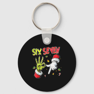Meme Number 67 Bro Slang Six Seven Christmas Hand  Key Ring