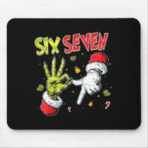 Meme Number 67 Bro Slang Six Seven Christmas Hand Mouse Pad