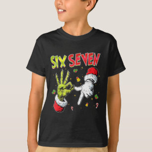 Meme Number 67 Bro Slang Six Seven Christmas Hand  T-Shirt