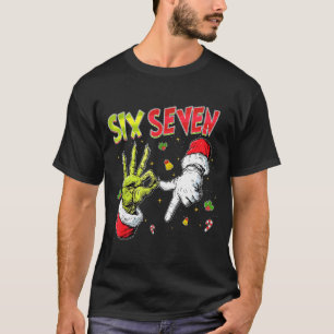 Meme Number 67 Bro Slang Six Seven Christmas Hand T-Shirt
