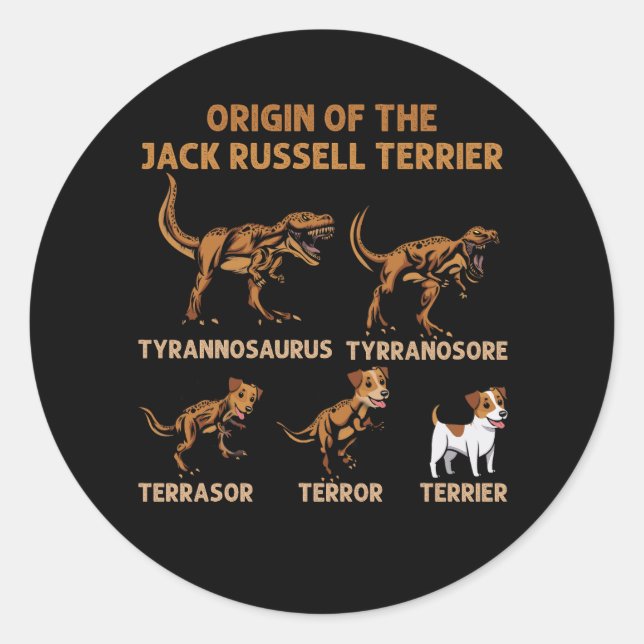 Meme Origin of the Jack Russell Terrier Evolution  Classic Round Sticker (Front)