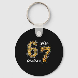 Meme Saying 6 7 Men Women Kids Leopard Teacher  Key Ring