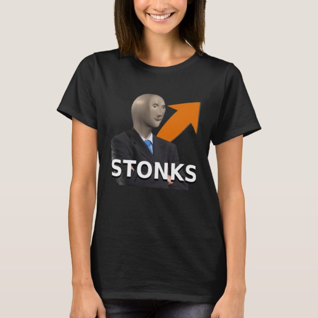 Meme  Stonks Man Plus Arrow T-Shirt (Front)