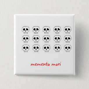 memento mori 15 cm square badge
