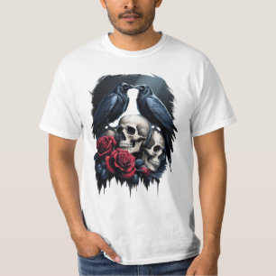 Memento Mori: A Dark Floral Composition with Raven T-Shirt