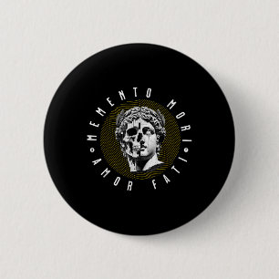 Memento Mori Amor Fati Skull Stoicism Quote 6 Cm Round Badge