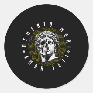 Memento Mori Amor Fati Skull Stoicism Quote Classic Round Sticker