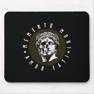Memento Mori Amor Fati Skull Stoicism Quote  Mouse Pad