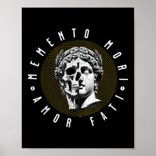 Memento Mori Amor Fati Skull Stoicism Quote  Poster