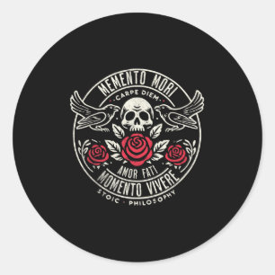 Memento Mori, Amor Fati, Stoic Quote Philosophy  Classic Round Sticker
