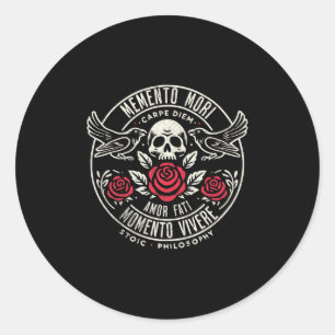 Memento Mori, Amor Fati, Stoic Quote Philosophy Pr Classic Round Sticker