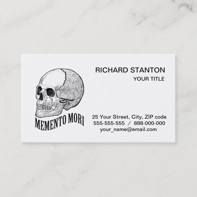 Memento mori business card (Front)