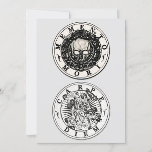 Memento Mori Carpe Diem Silver Round Invitation