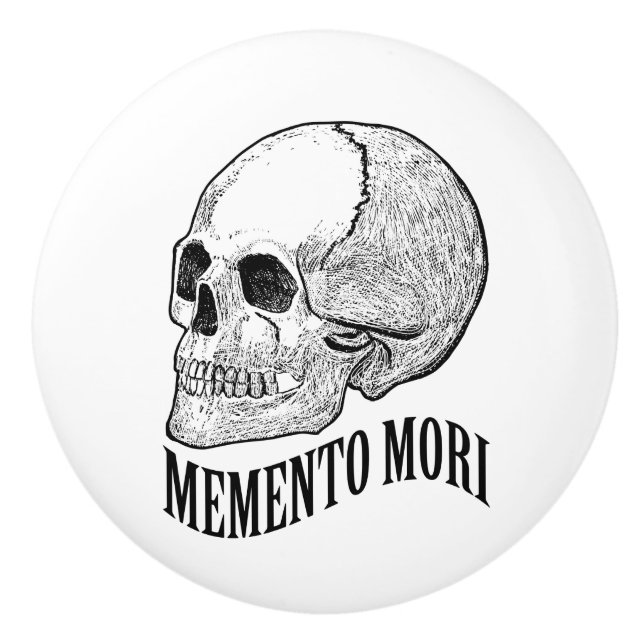 Memento mori ceramic knob (Front)