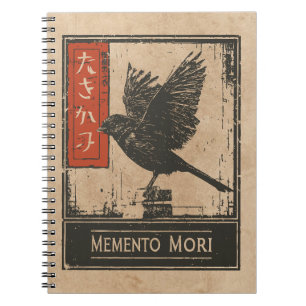 Memento Mori Crow Art Wabi Sabi Stoic Design Notebook