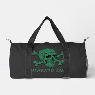 Memento Mori Forest Green Skull and Crossbones Duffle Bag