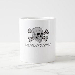 Memento Mori Grey Skull and Crossbones Large Coffee Mug