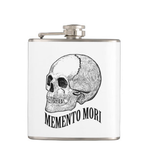 Memento mori hip flask
