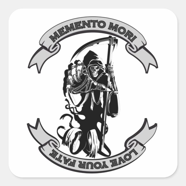 MEMENTO MORI Love Your Fate Grim Reaper Square Sticker (Front)