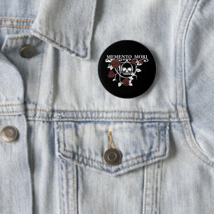 Memento mori red roses 6 cm round badge