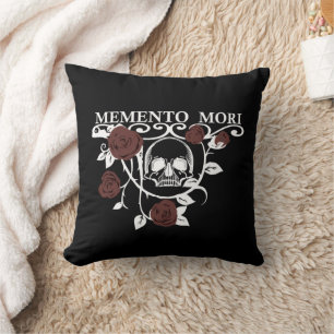 Memento mori red roses cushion