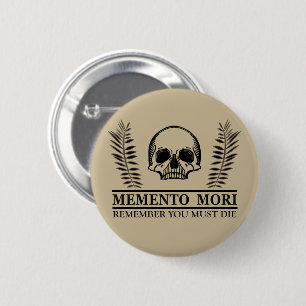 Memento mori skull 6 cm round badge
