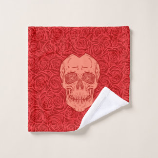 Memento Mori! Skull and Roses, Hand Drawn Bath Towel Set
