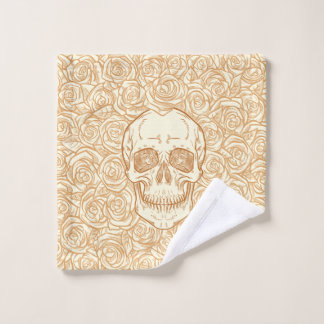 Memento Mori! Skull and Roses, Hand Drawn Bath Towel Set